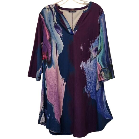Azalea Womens Pullover Top Purple And Blue Polyester Spandex Shirt 1X - Picture 5 of 9